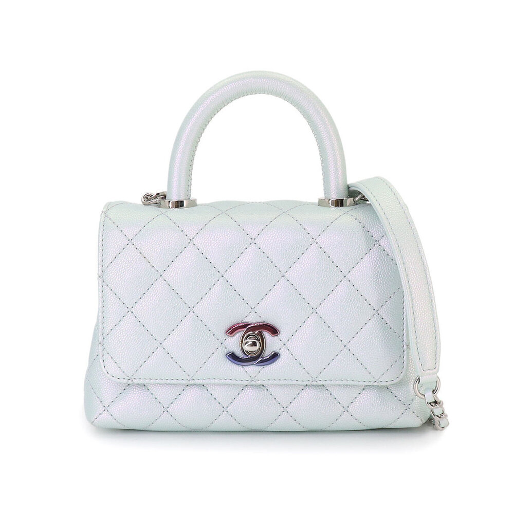 Chanel Coco Handle XXS Matelasse 2-way Hand/Shoulder Handbag, Caviar Skin, Me...